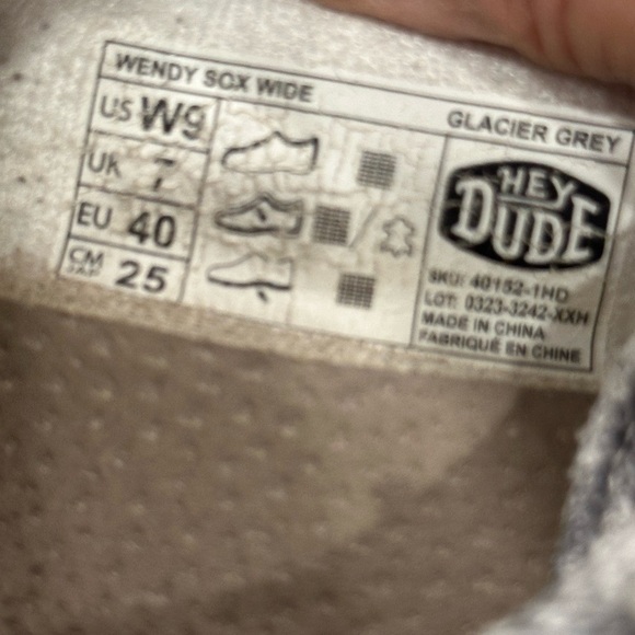 Hey Dude Wendy Sox Glacier Gray Slip On Shoes Size 9 - Picture 7 of 7